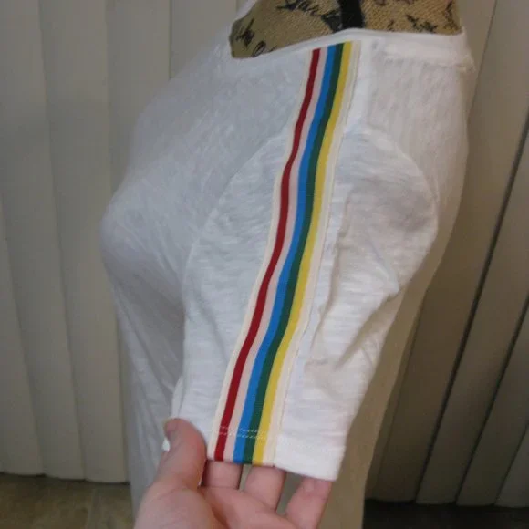NWT Express white rainbow tee top shirt XS - Picture 4 of 6